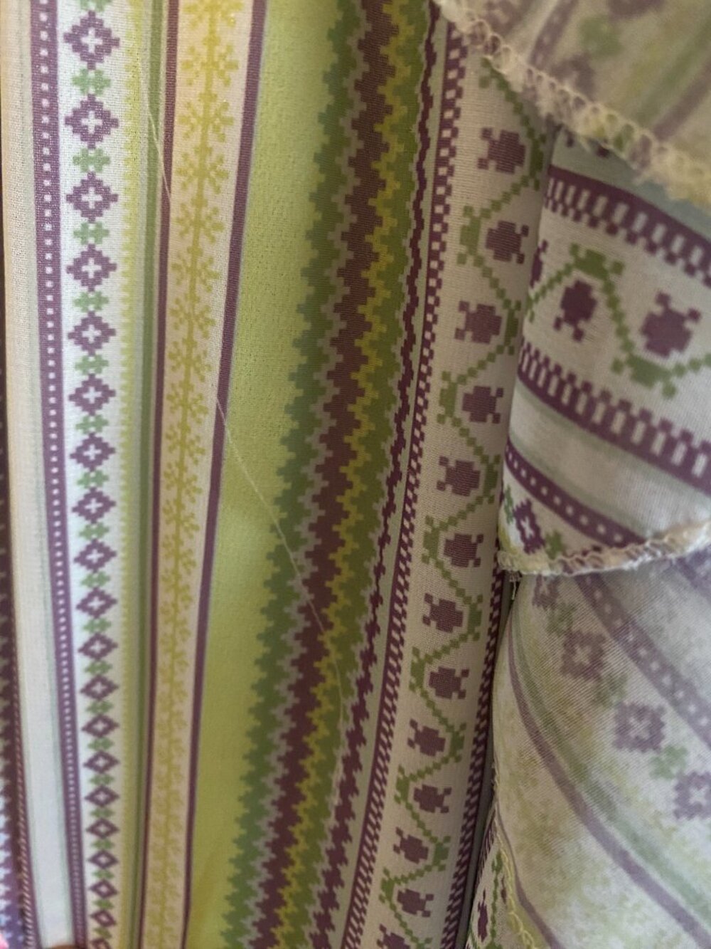 WOW Boho Striped V-Neck Faux Wrap Maxi Dress Green & Tan Geometric Print - Picture 6 of 8